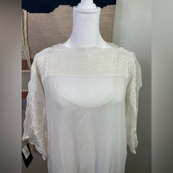 Isabel Marant White Sheer Embroidered Fully Lined Pleated Mini dress 10 NWT - Picture 3 of 11